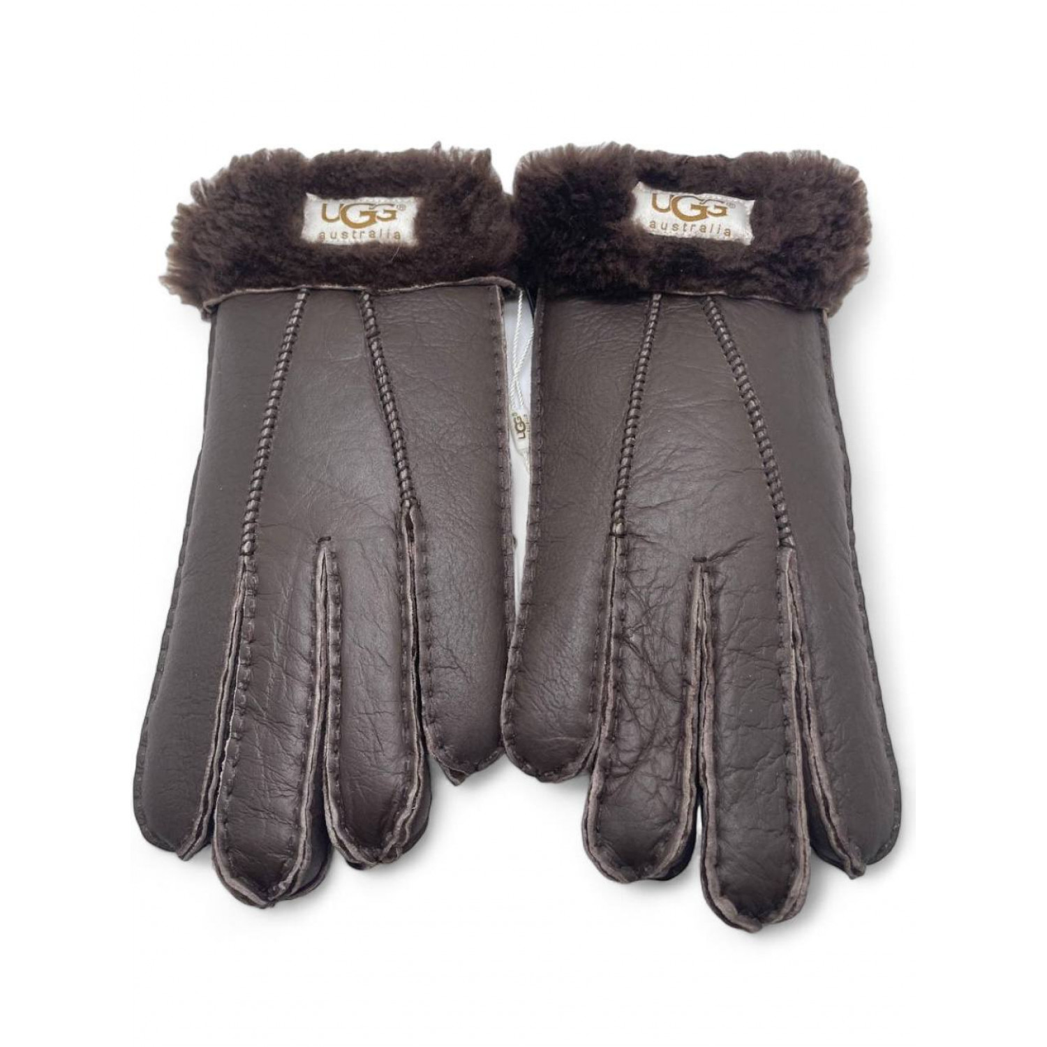 UGG Men Sheepskin Gloves Leather Chocolate 